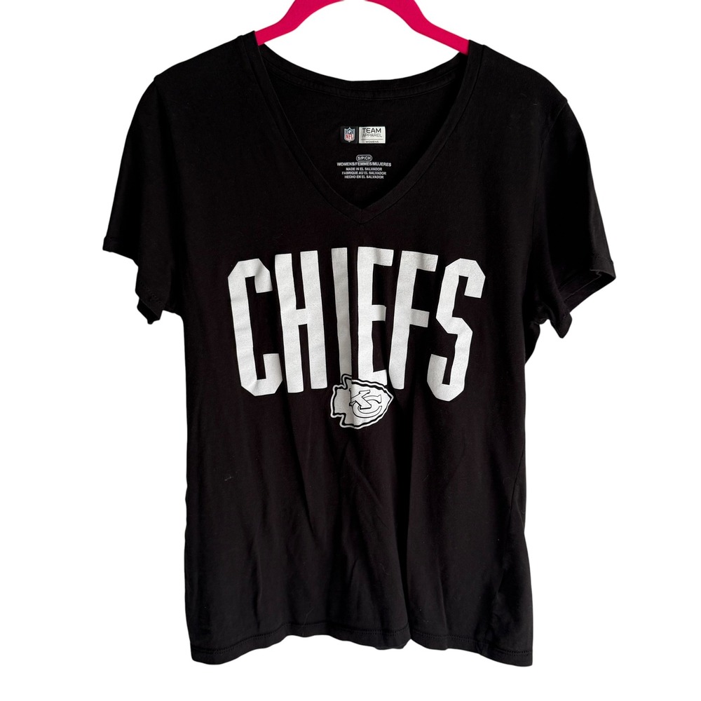 NFL Team Apparel‎ Black Kansas City CHIEFS Football V-Neck Tee, S